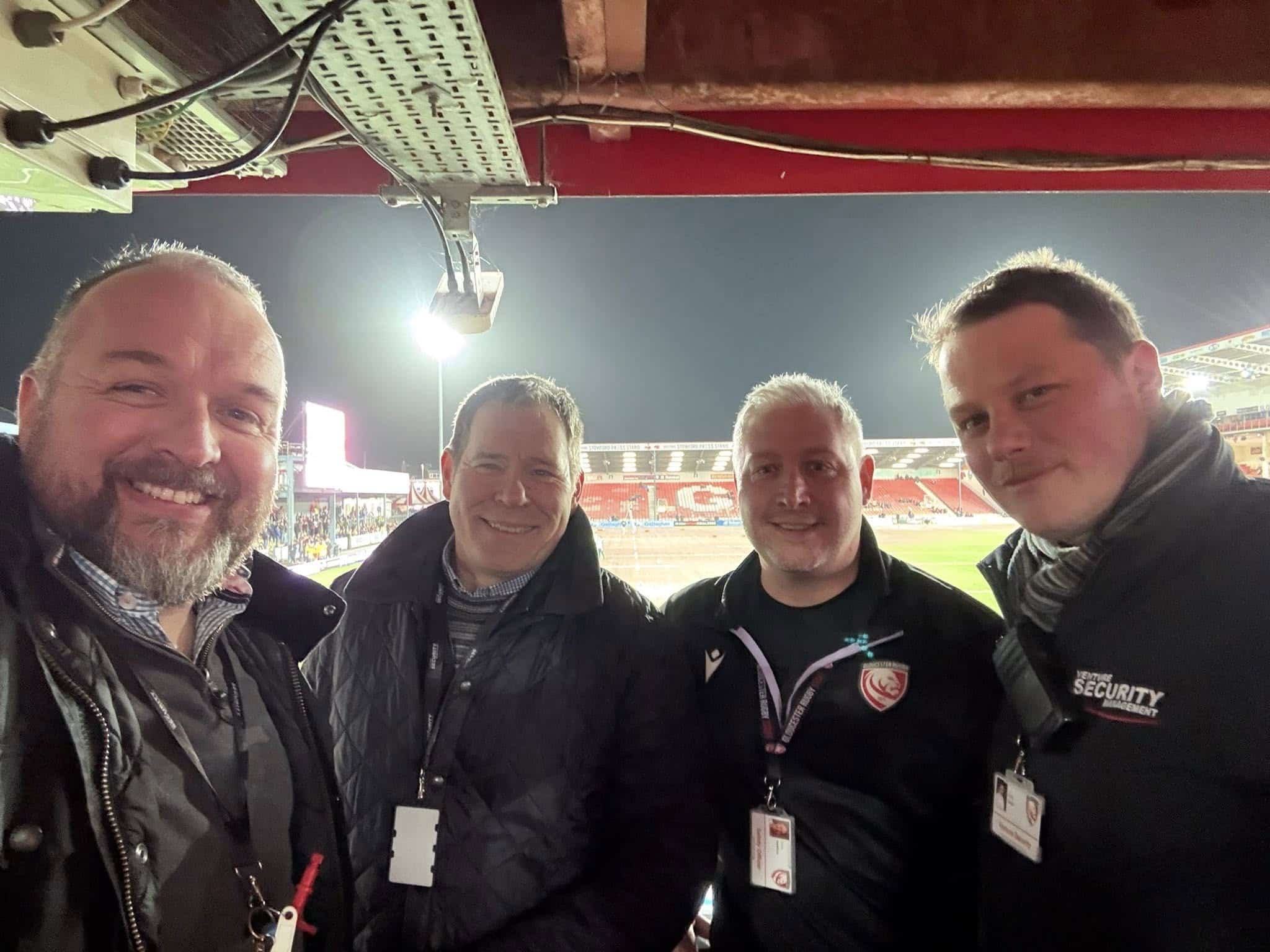 Gloucester rugby stadium team photo with Venture Security
